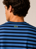 Camiseta Lacoste Regular Fit Listrada Azul - LIVE