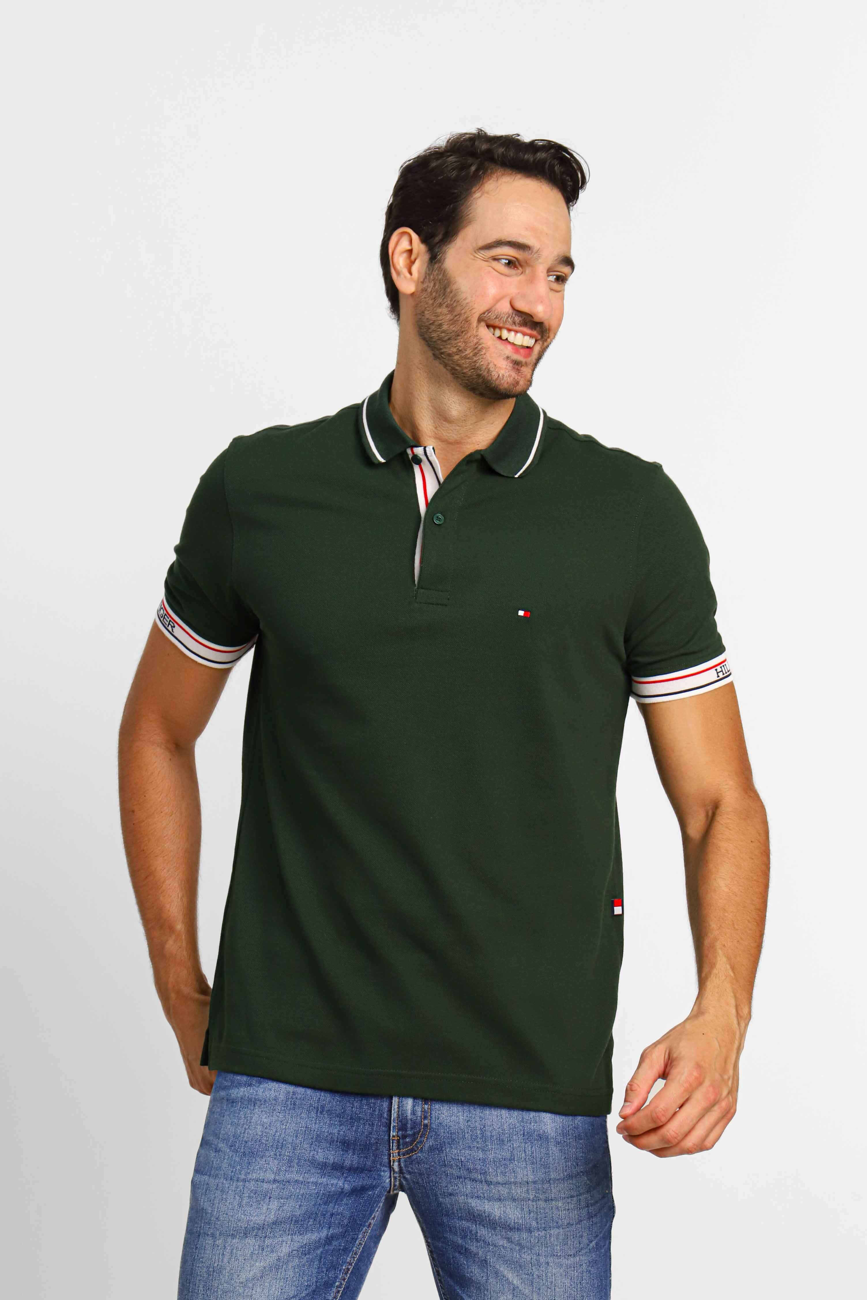Polo Tommy Hilfiger Logo Punho Verde