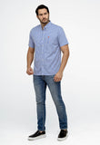 Camisa RL Xadrez Custom Fit MC Azul / Small Poney Laranja