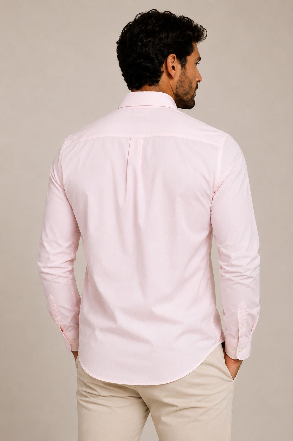 Camisa Calvin Klein Ml Regular Oxford Liso Rosa Claro