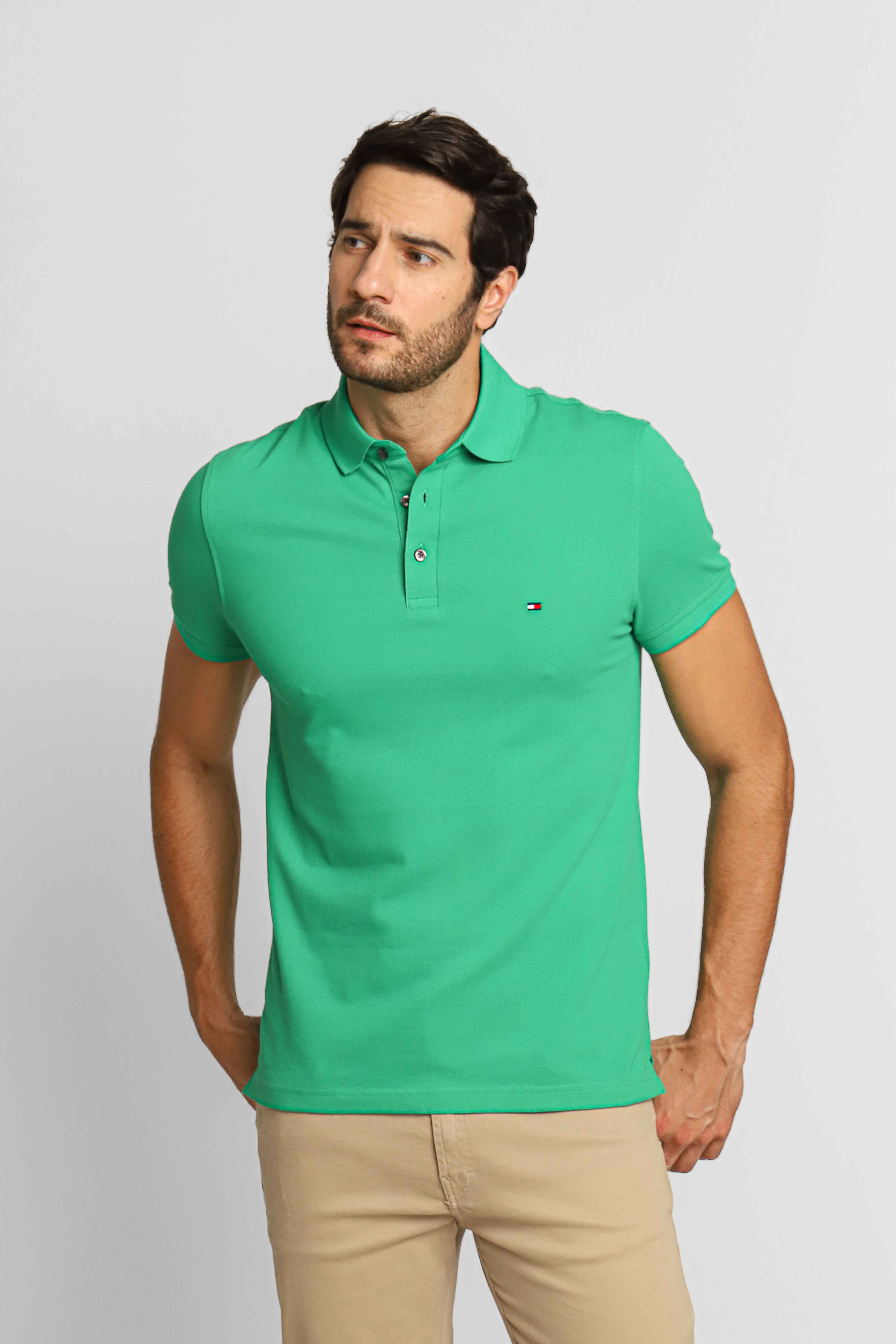 Polo Masculina Slim Fit Tommy Hilfiger Verde