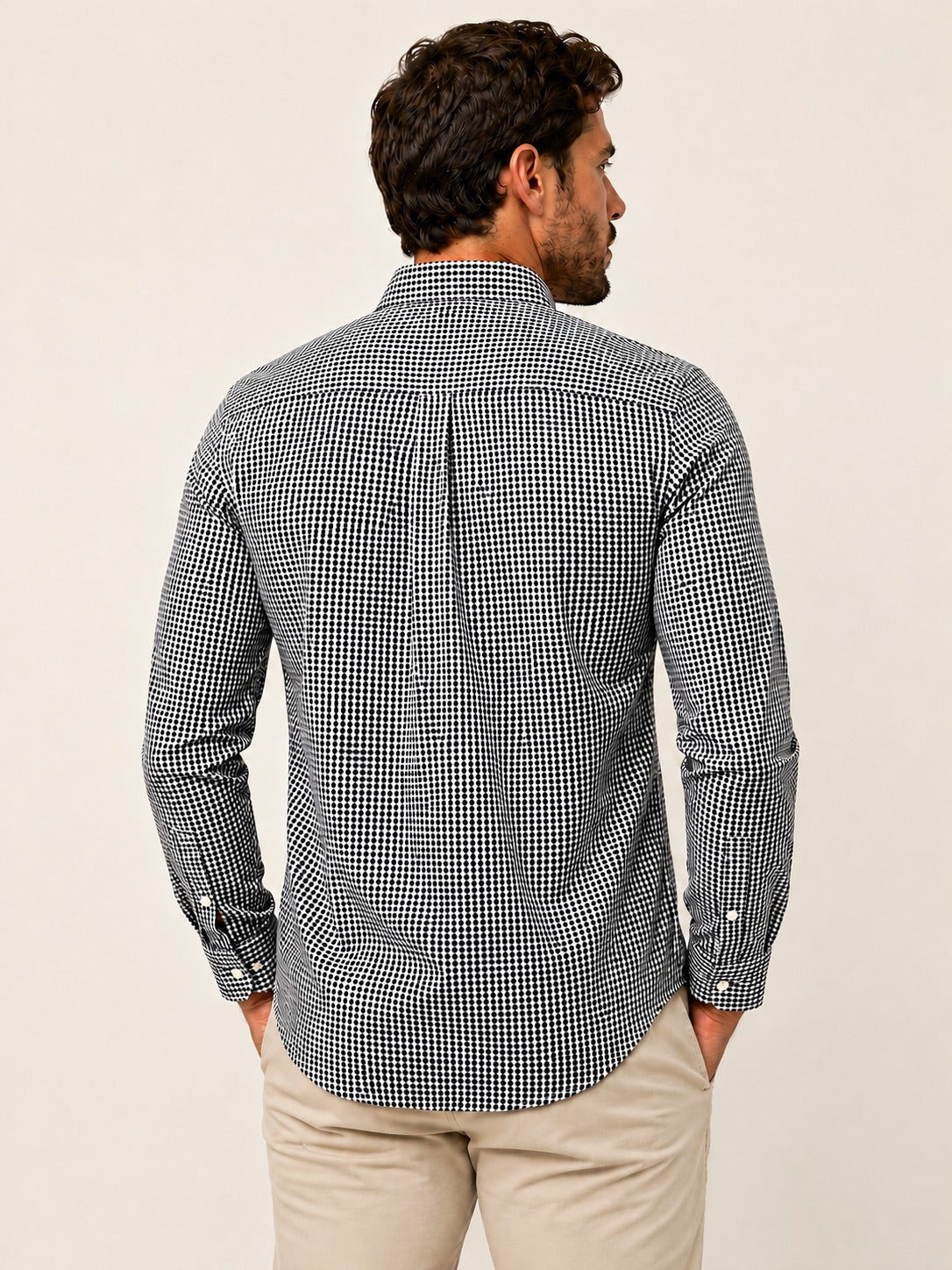 Camisa RL Ml Xadrez Bege/Preto Poney Colorido