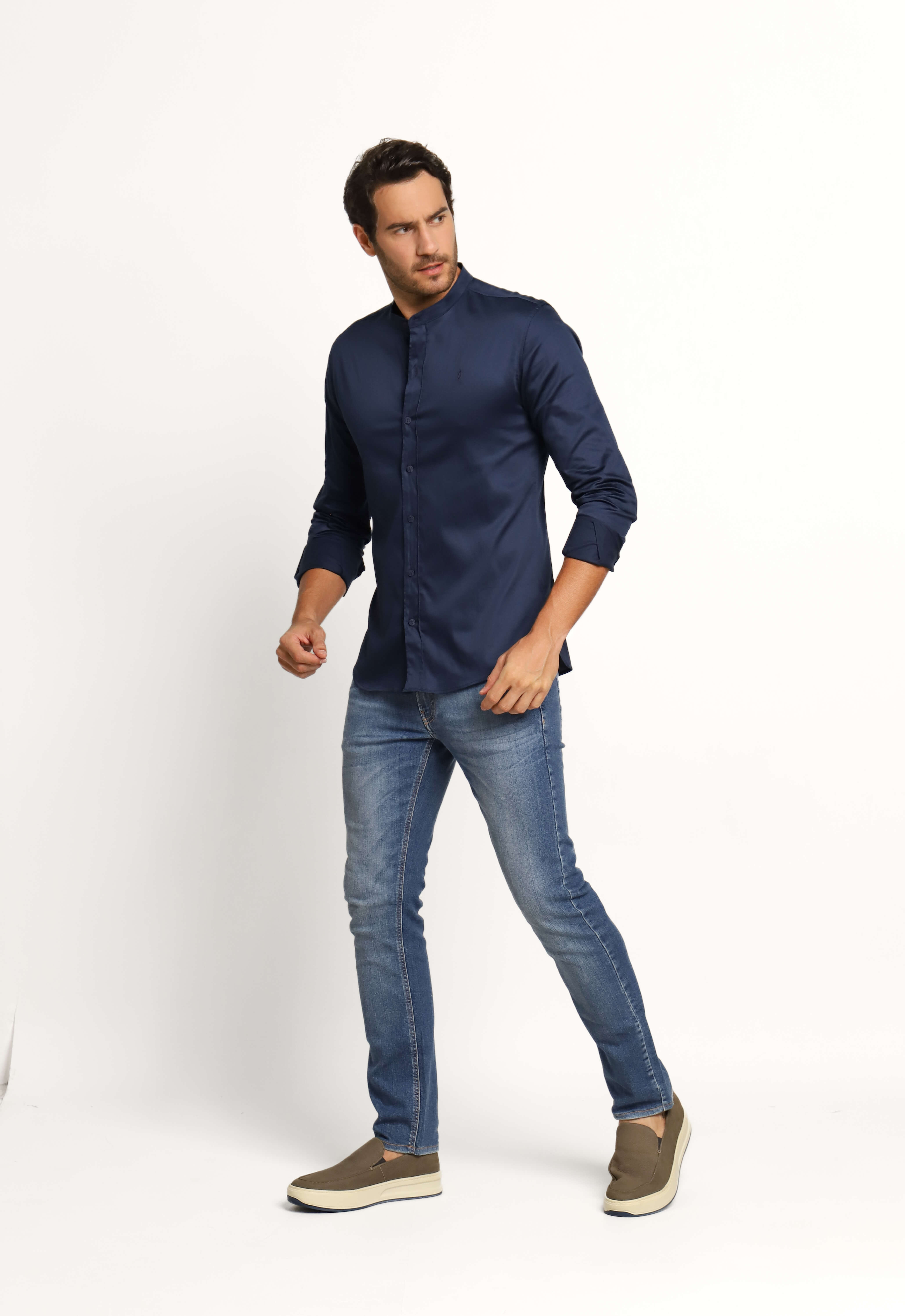 Camisa Zip Off Ml Gola Padre Dark Marinho