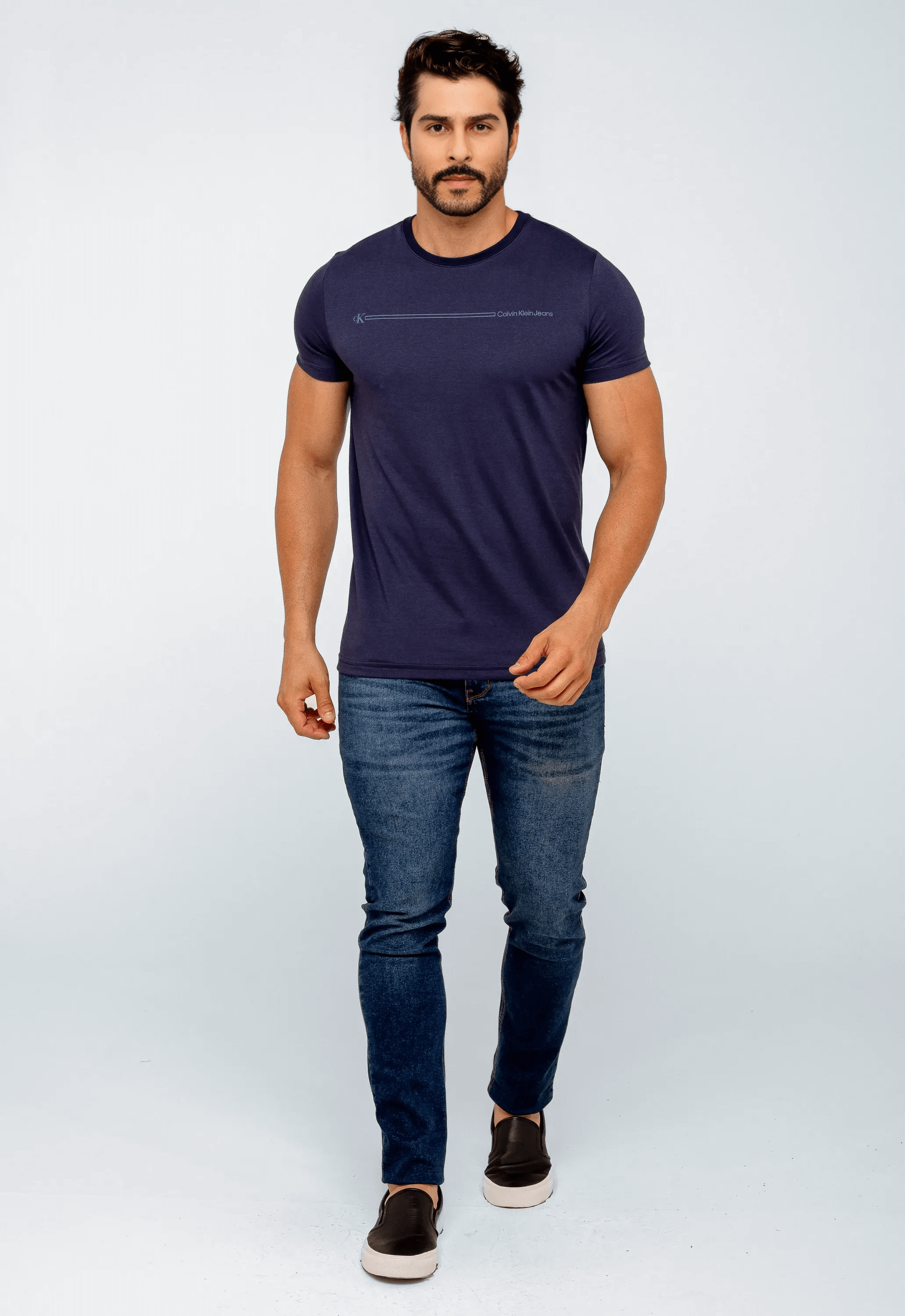 Camiseta Calvin Klein Jeans Básica Logo Listras