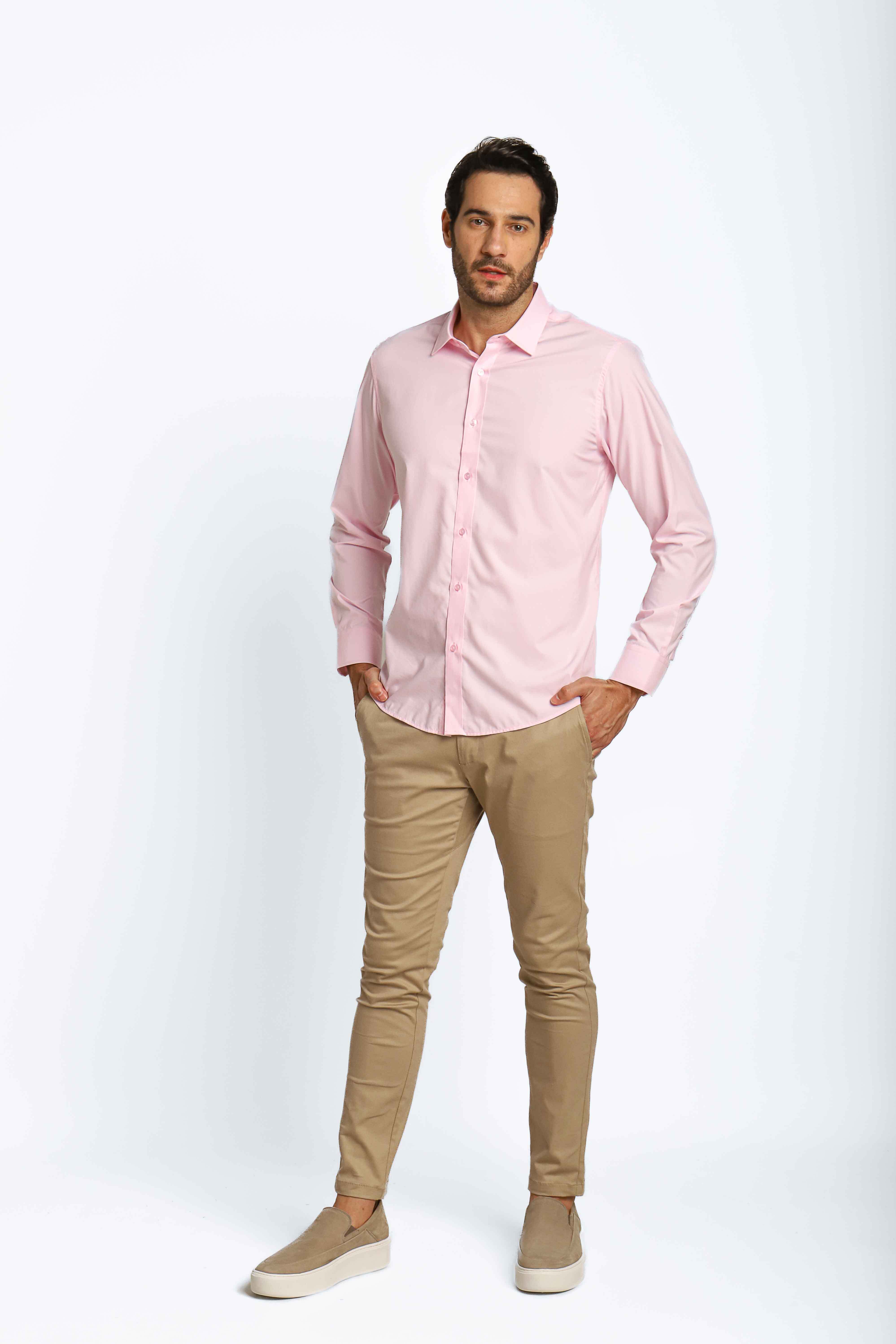 Camisa Dom Henrico Ml Regular Fit Rosa