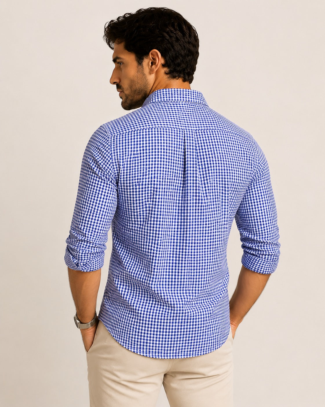 Camisa RL  Manga Longa Custom Fit Xadrez Marinho Ponei Vermelho