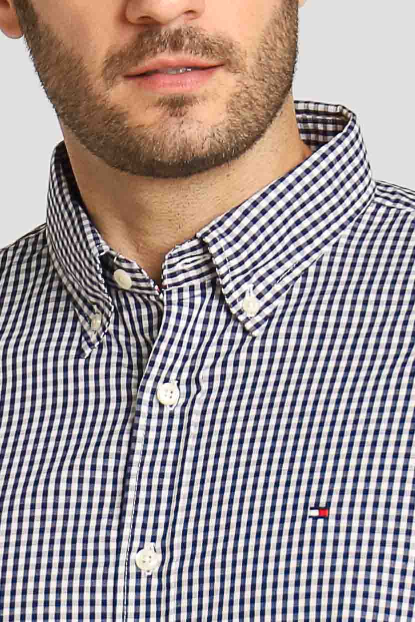 Camisa Tommy Hilfiger Ml Regular Fit Xadrez Preta
