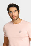 Camiseta Armani Exchange Regular Fit Logo Circular Rosa Claro