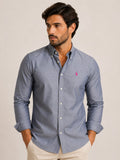 Camisa RL Ml Slim Fit Cinza / Small Poney Rosa