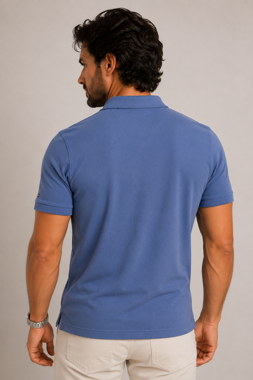 Polo Calvin Klein Slim Fit Logo Ombros Azul