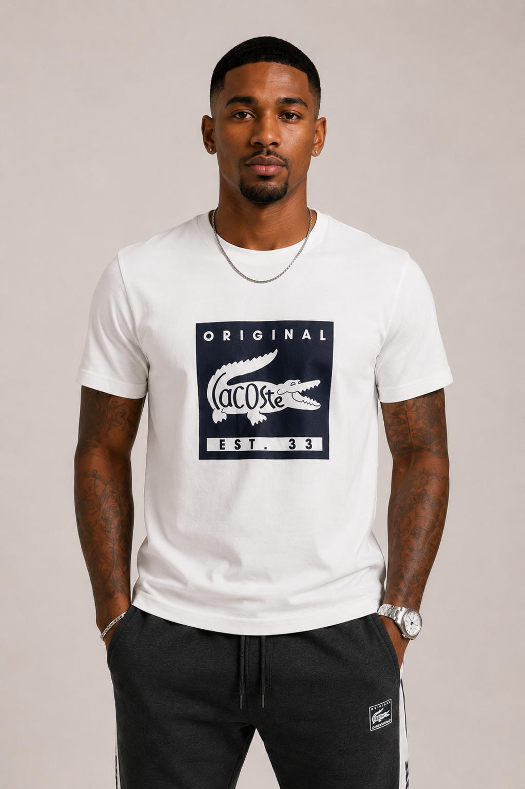 Camiseta Lacoste Regular Fit Branca - LIVE
