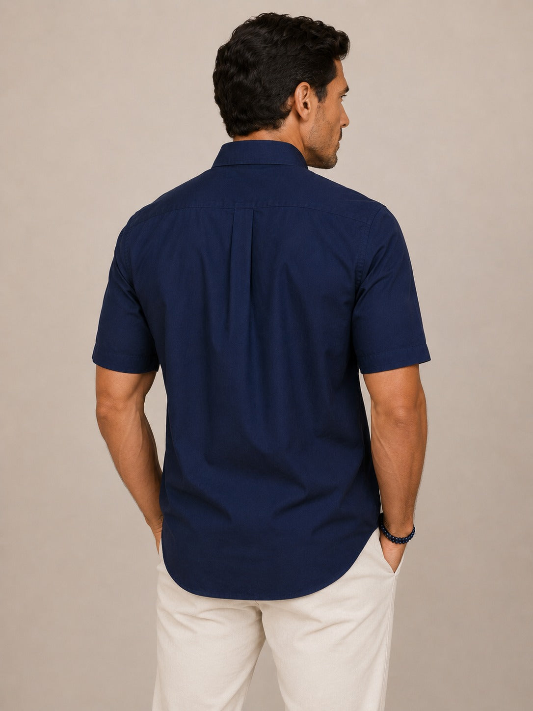 Camisa Tommy Hilfiger MC Refular Fit Marinho
