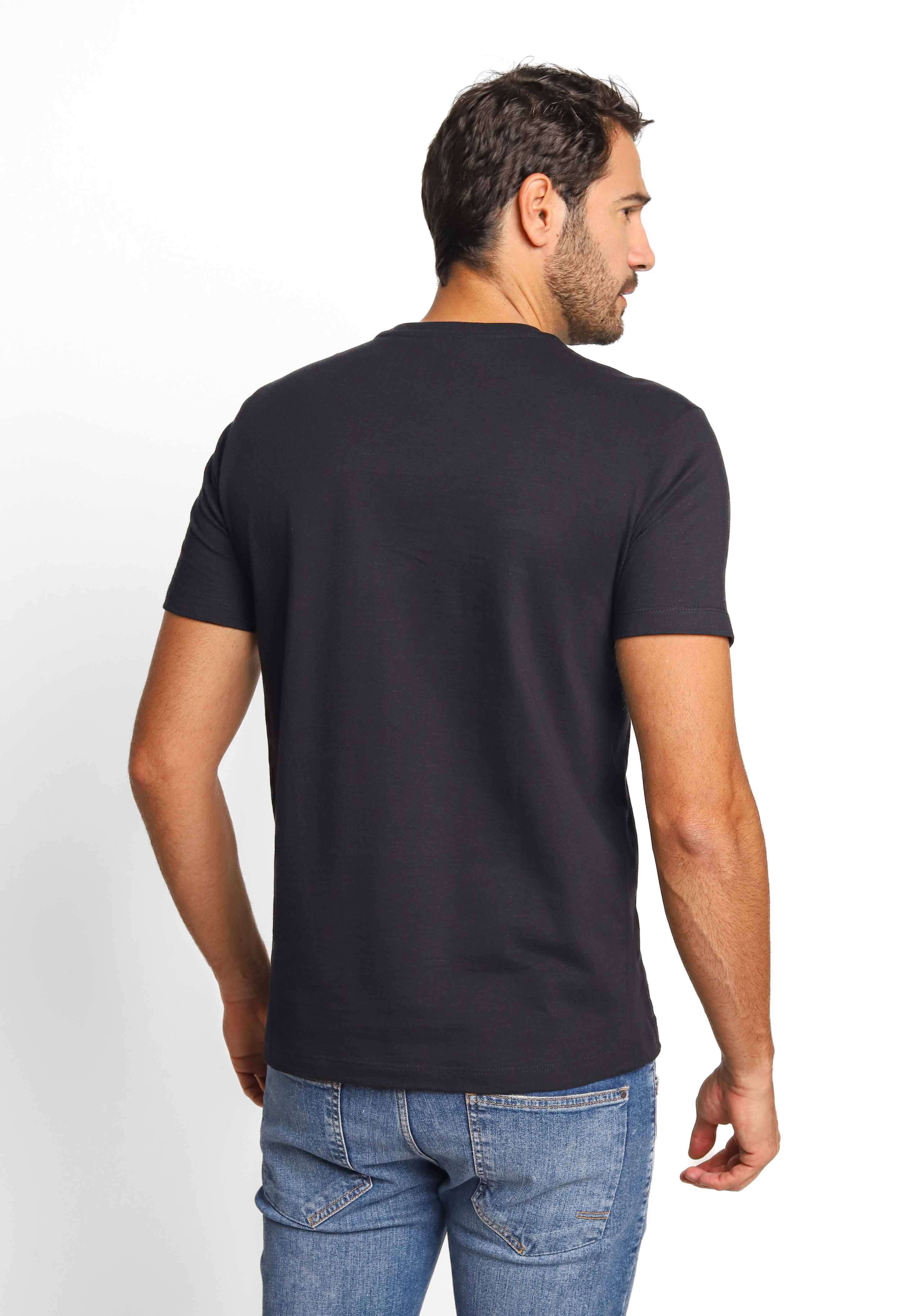 Camiseta Calvin Klein Flame Slim Basica Gola V Preto