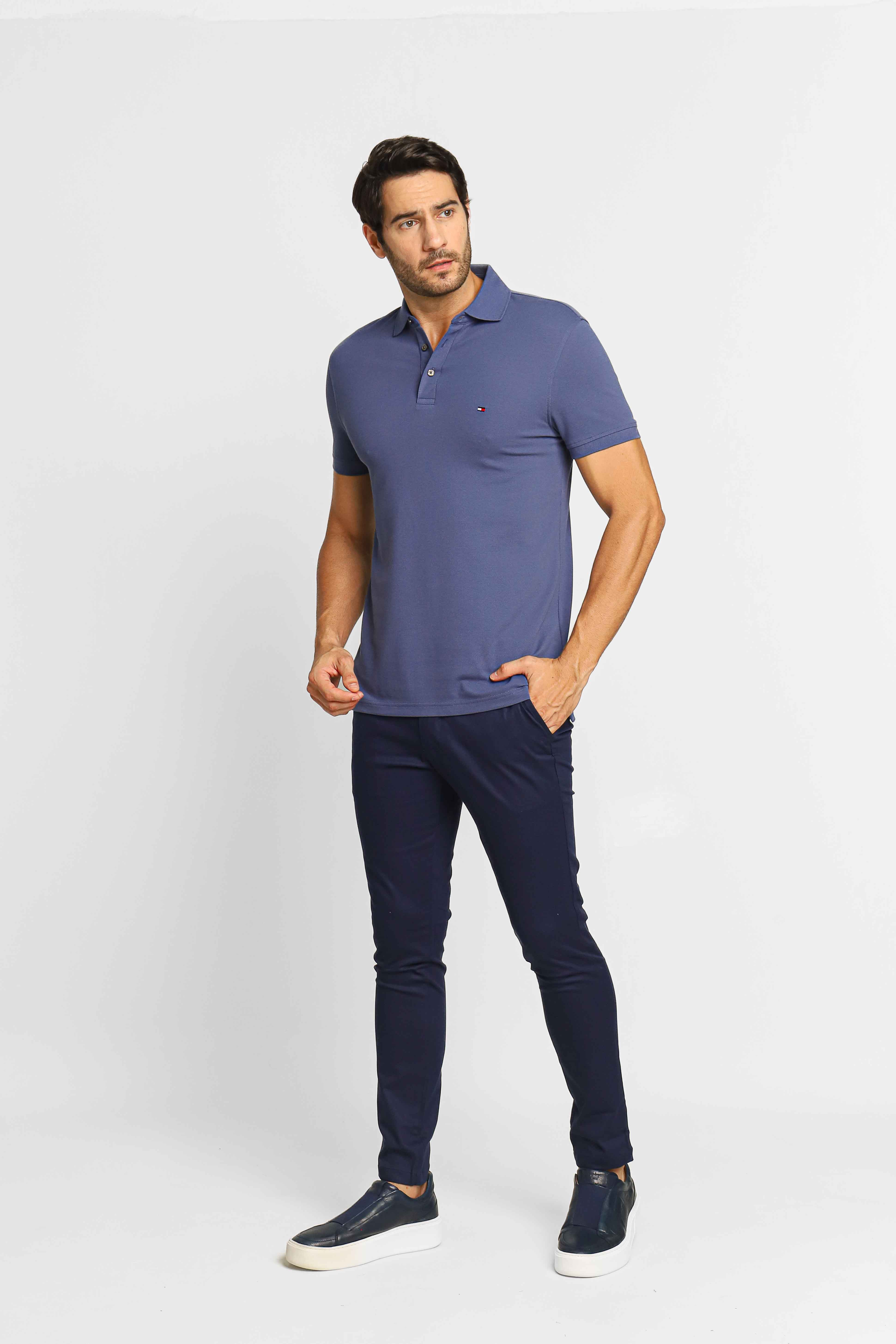 Polo Masculina Slim Fit Tommy Hilfiger Azul Índigo