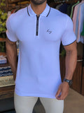 Polo Masculina Regular Armani Exchange com Zíper Branca