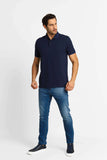 Polo Masculina Calvin Klein Regular Básica Com Friso Marinho