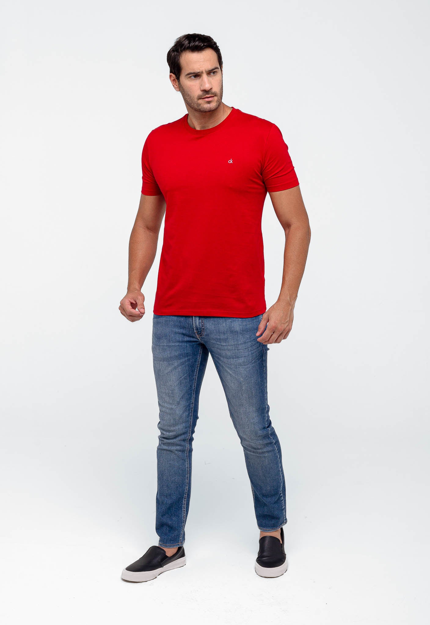 Camiseta Calvin Klein Logo Peito Ck Bordado