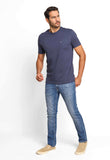 Camiseta Calvin Klein Basica Marinho C/ Ck Branco