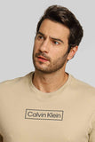 Camiseta Calvin Klein Logo Central Cáqui