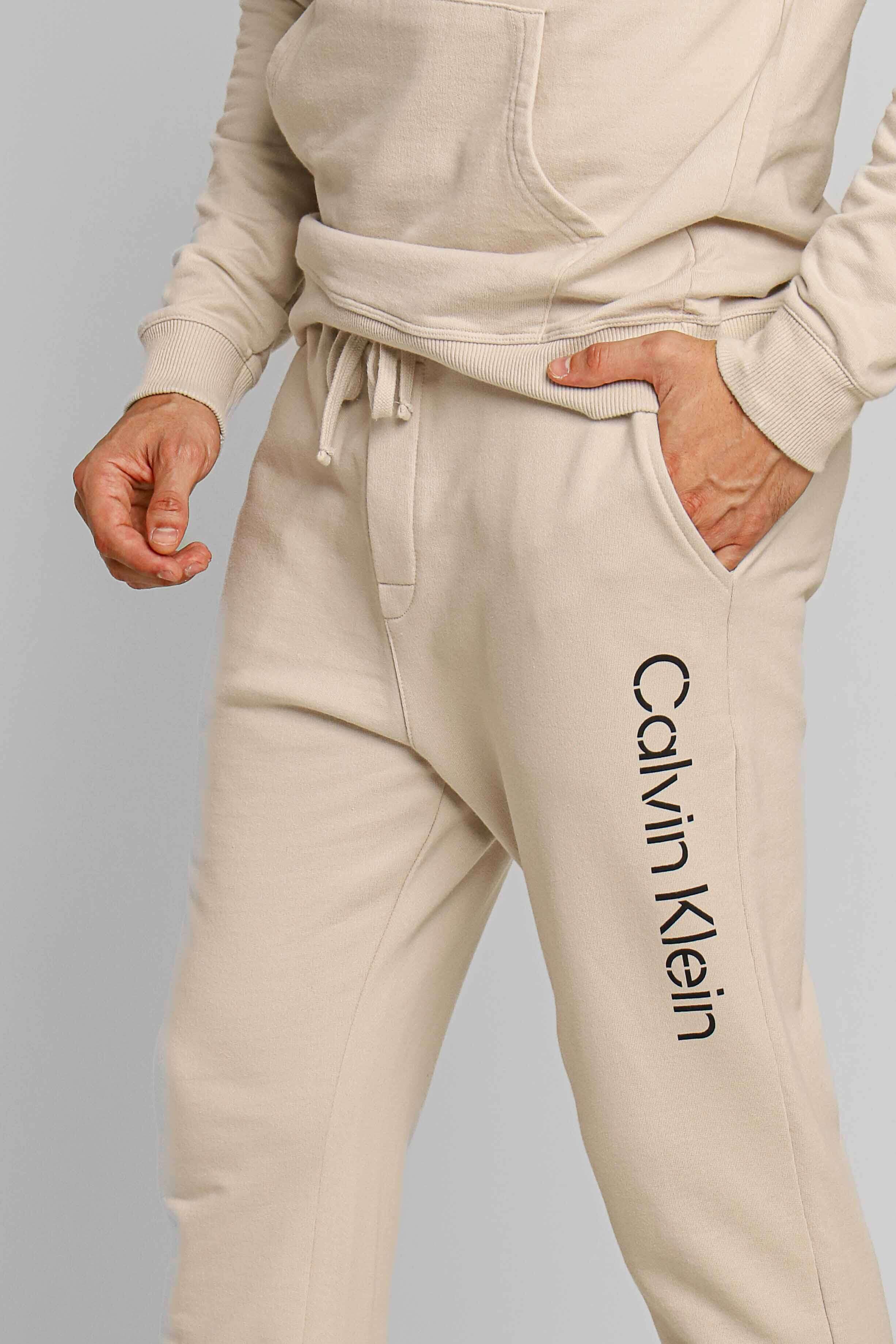 Calça Moletom Calvin Klein Logo Lateral Cáqui