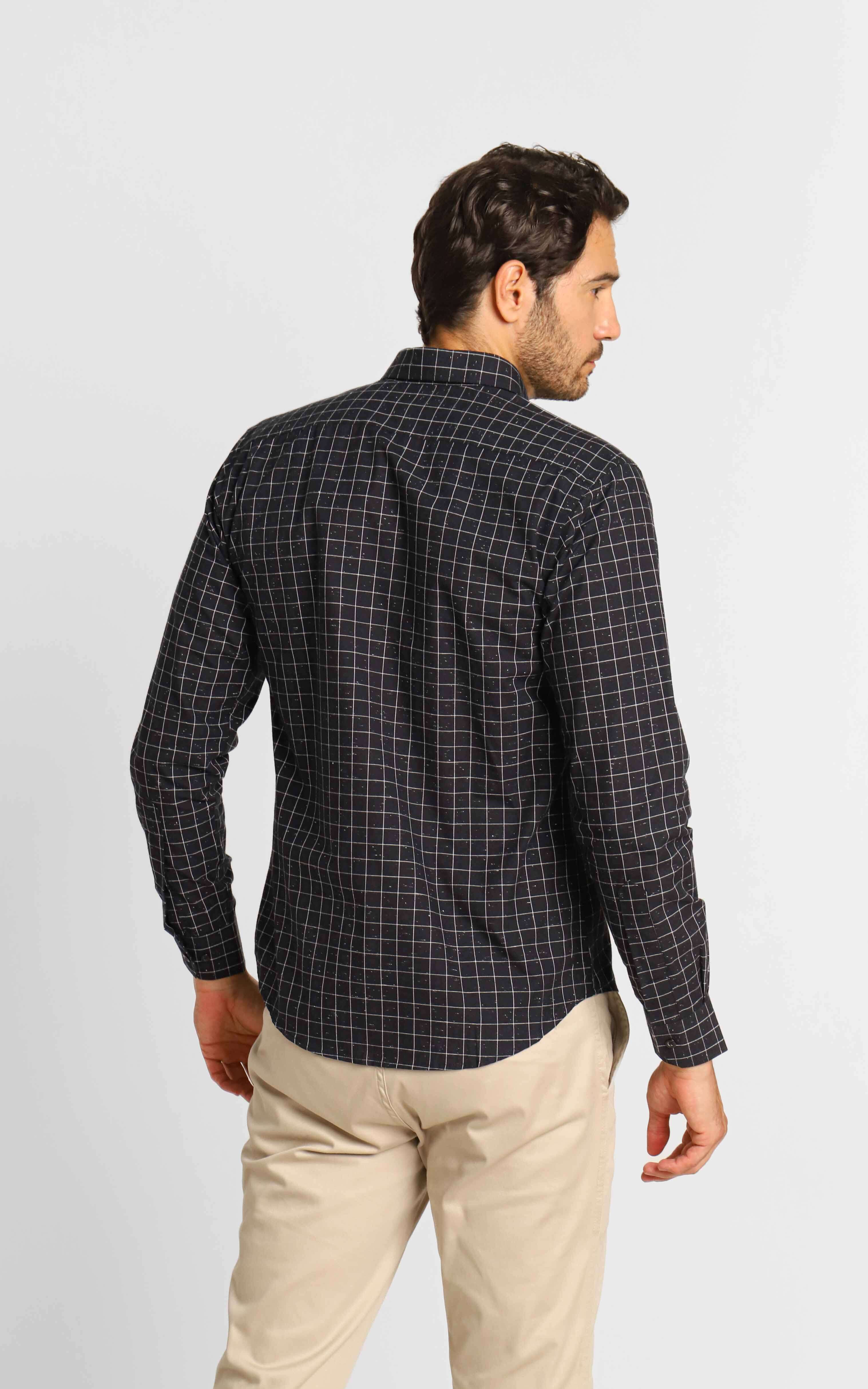 Camisa Dom Henrico Ml Alfaiataria Xadrez Preta