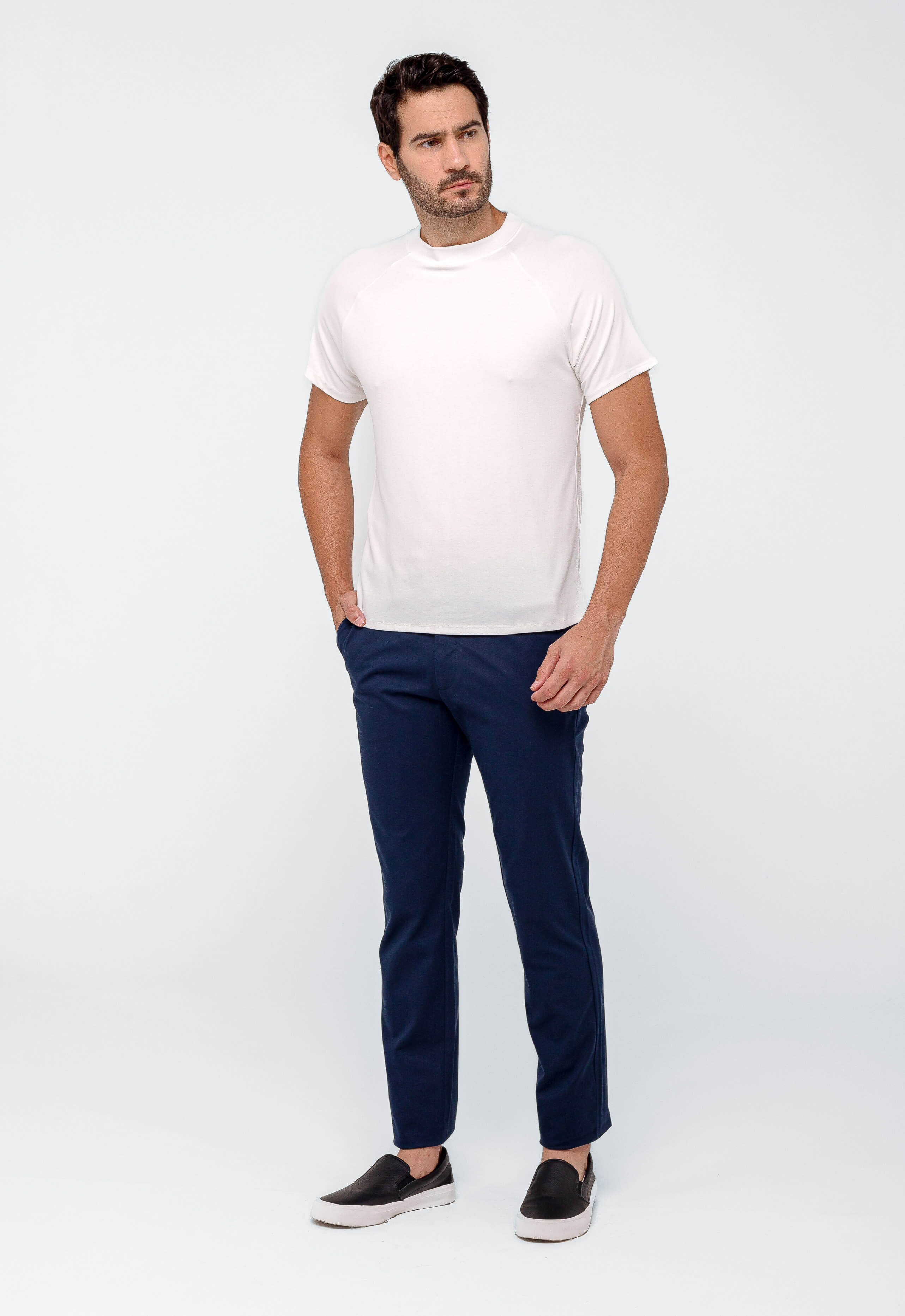 Calça Masculina Slim Fit Kanzo Sarja Azul Marinho Impermeável