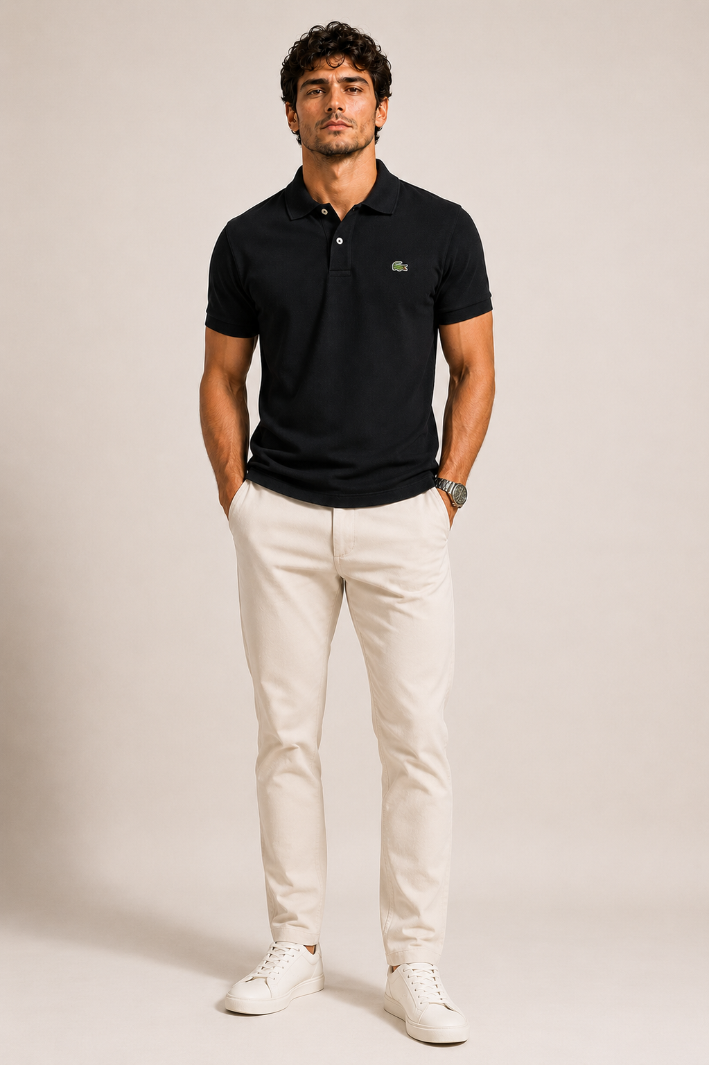 Polo Lacoste Slim Fit Preta - LIVE