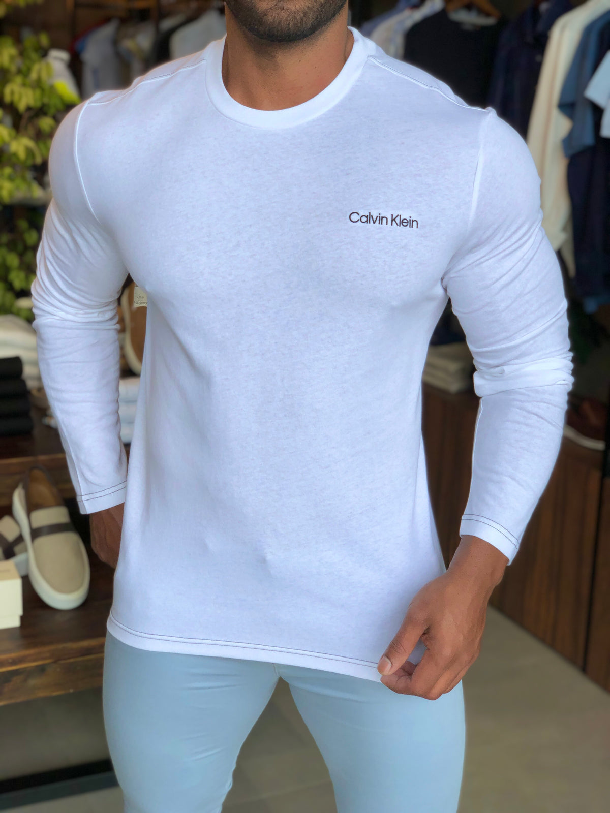 Manga Longa Calvin Klein Logo Peito