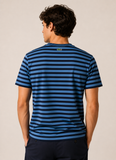Camiseta Lacoste Regular Fit Listrada Azul - LIVE