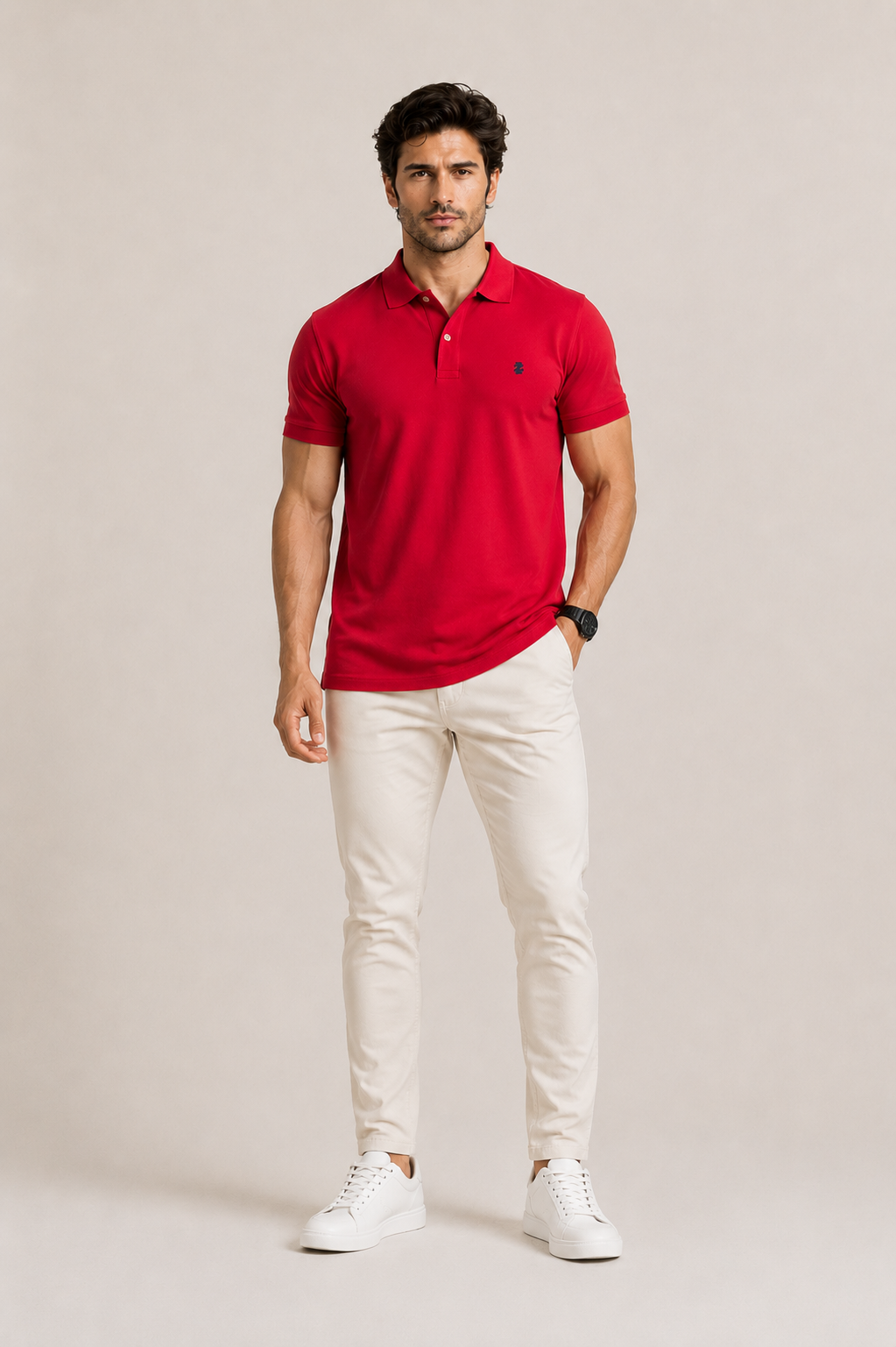 Polo Masculina Izod Slim Fit Vermelha - LIVE