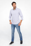 Camisa Dom Henrico Ml Slim Fit Cinza Claro