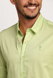 Camisa Zip Off ml Slim Fit Verde Pistache 35601