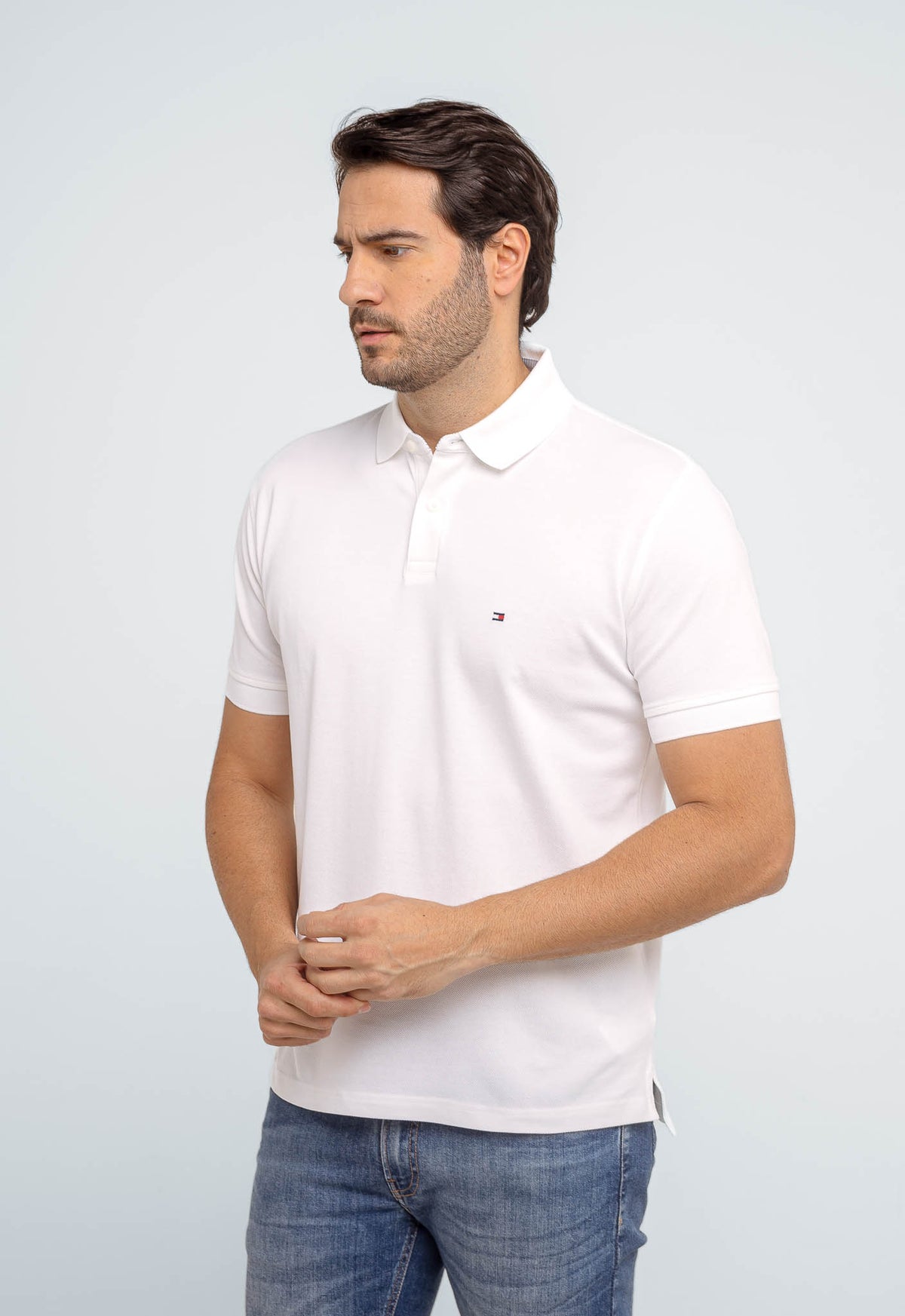 Polo Masculina Tommy Hilfiger Regular Fit Branco