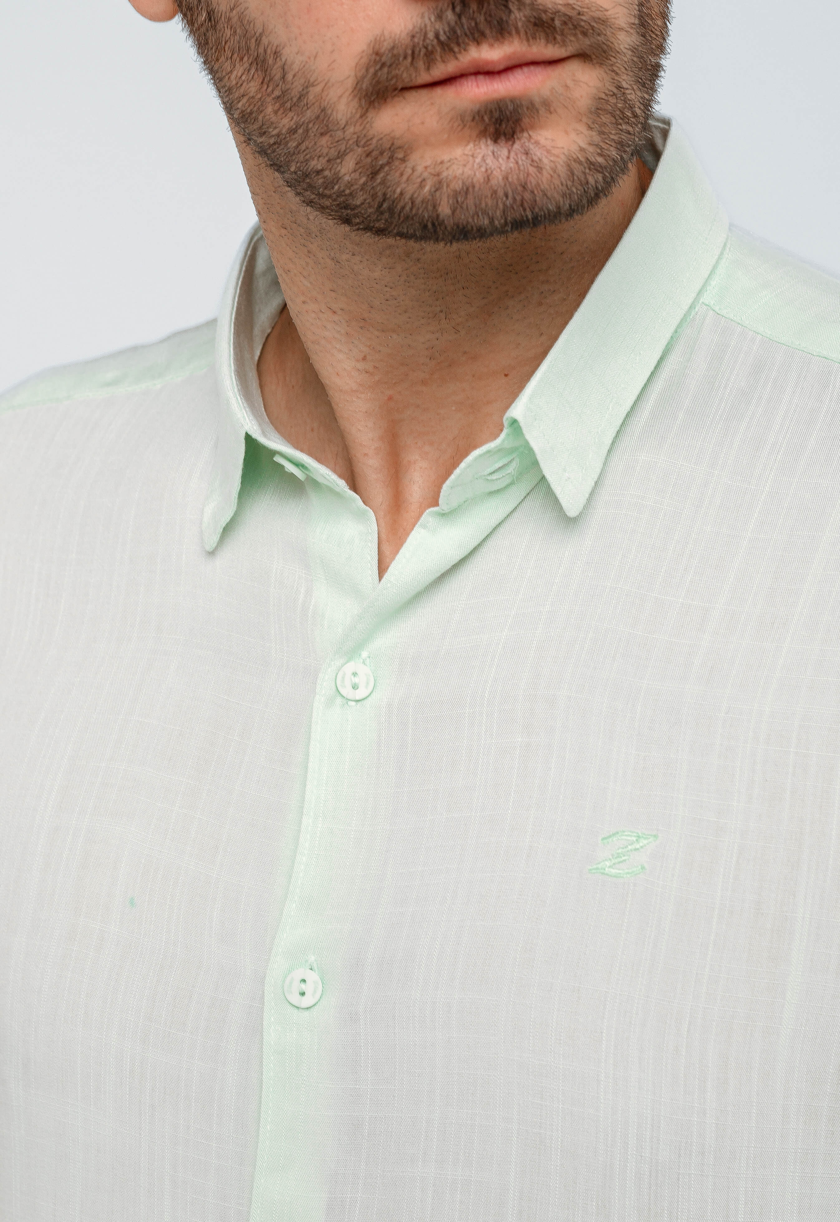 Camisa Zip Off Relaxed Fit Ml Verde Agua
