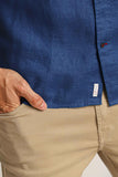 Camisa Tommy Hilfiger Linho ml Regular Fit Azul Indigo