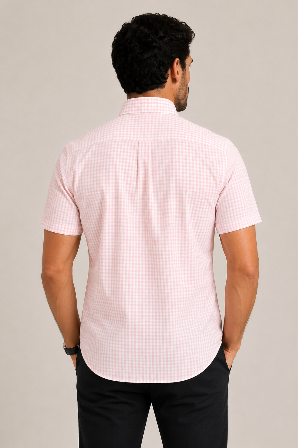 Camisa RL Manga Curta Custom Fit Xadrez Rosa Pônei Azul