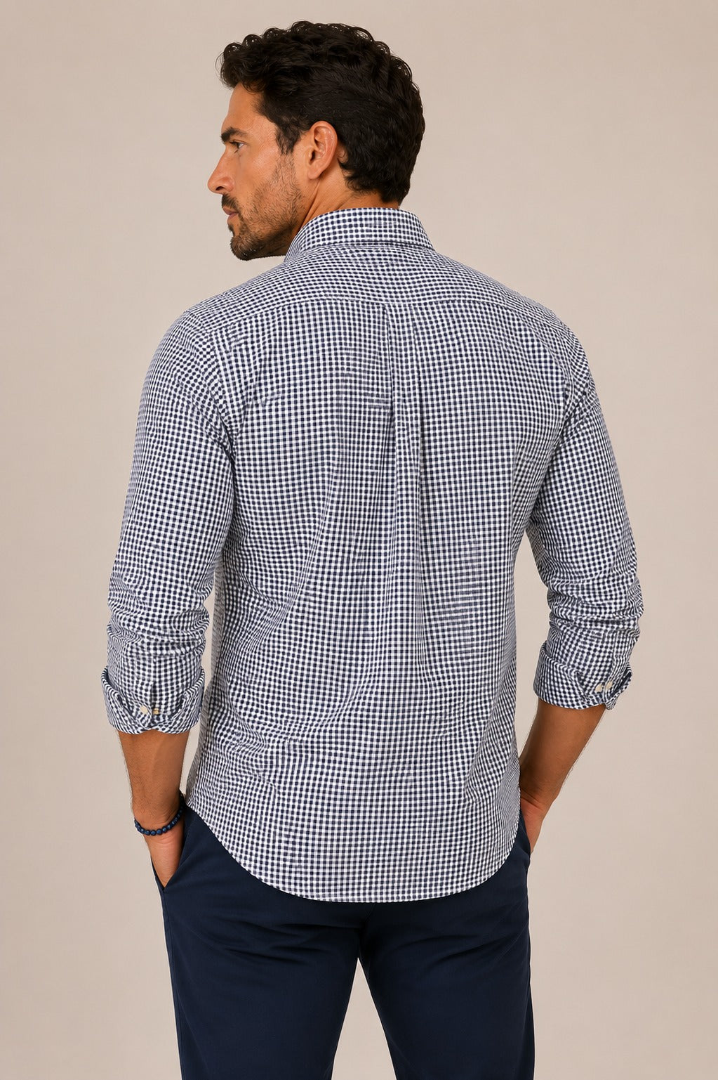 Camisa RL Ml Custom Fit Xadrez Preta Ponei Vermelho