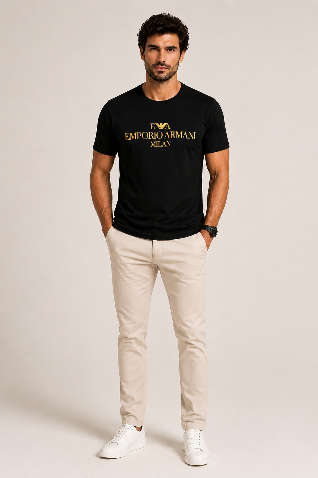 Camiseta Emporio Armani EA Preta Dourado - LIVE