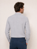 Camisa Zip Off Ml Relaxed Fit Azul Com Pingo Branco