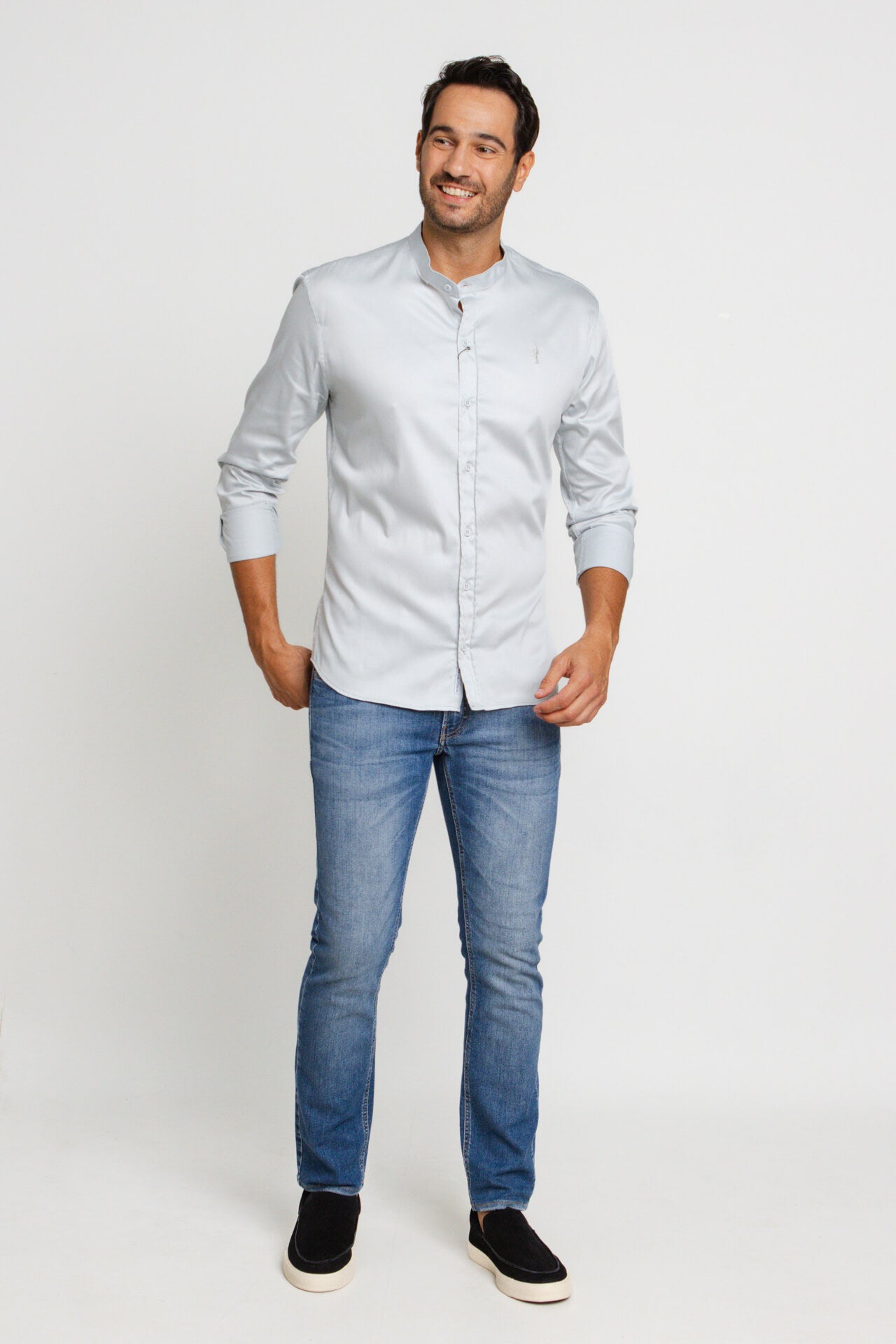Camisa Zip Off Ml Gola Padre Cinza 008