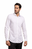 Camisa Calvin Klein Ml Slim Fit Logo Bordado Branco