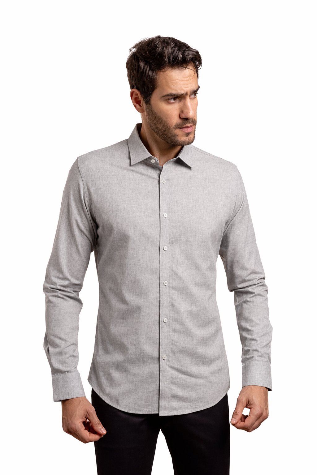 Camisa Dom Henrico Ml Slim Fit Cinza