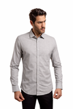 Camisa Dom Henrico Ml Slim Fit Cinza