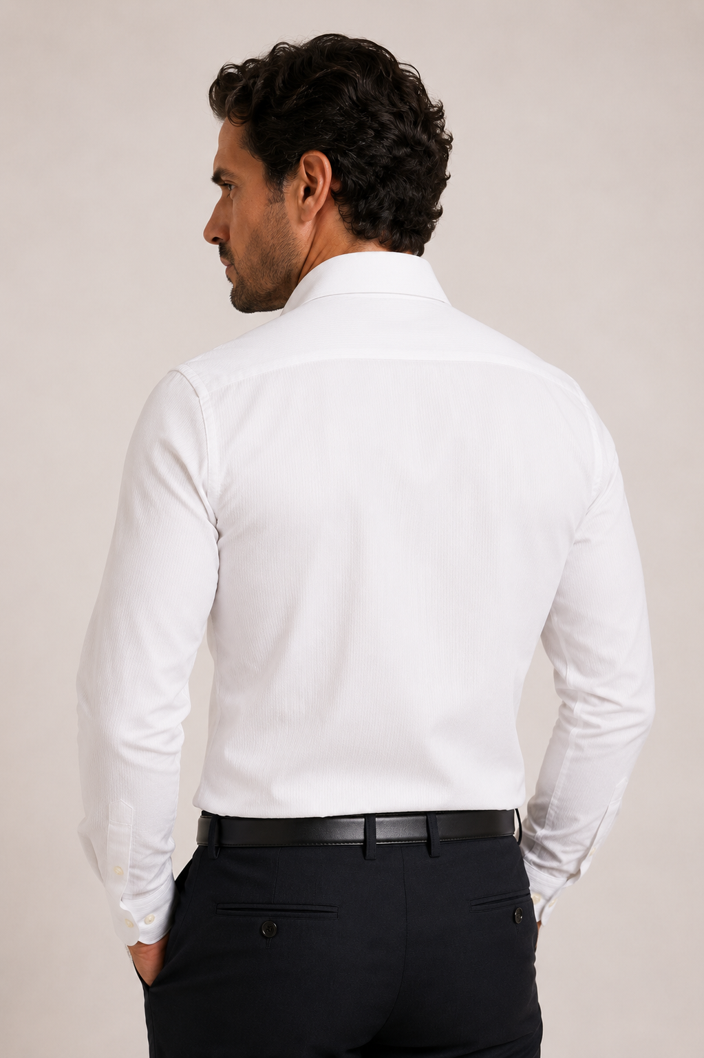 Camisa Dom Henrico Gola Francesa em Algodão Egípcio Texturizada