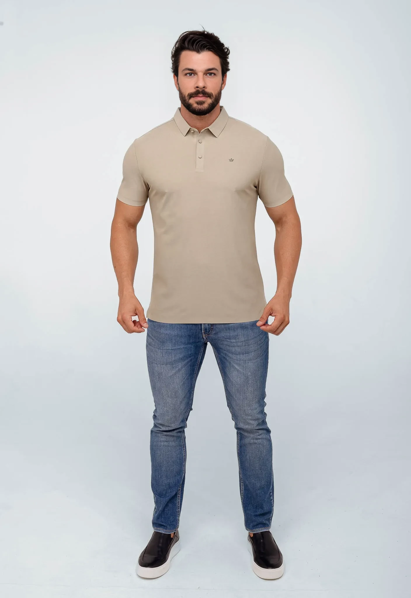 Polo Masculina Dom Henrico Poliamida Logo Peito