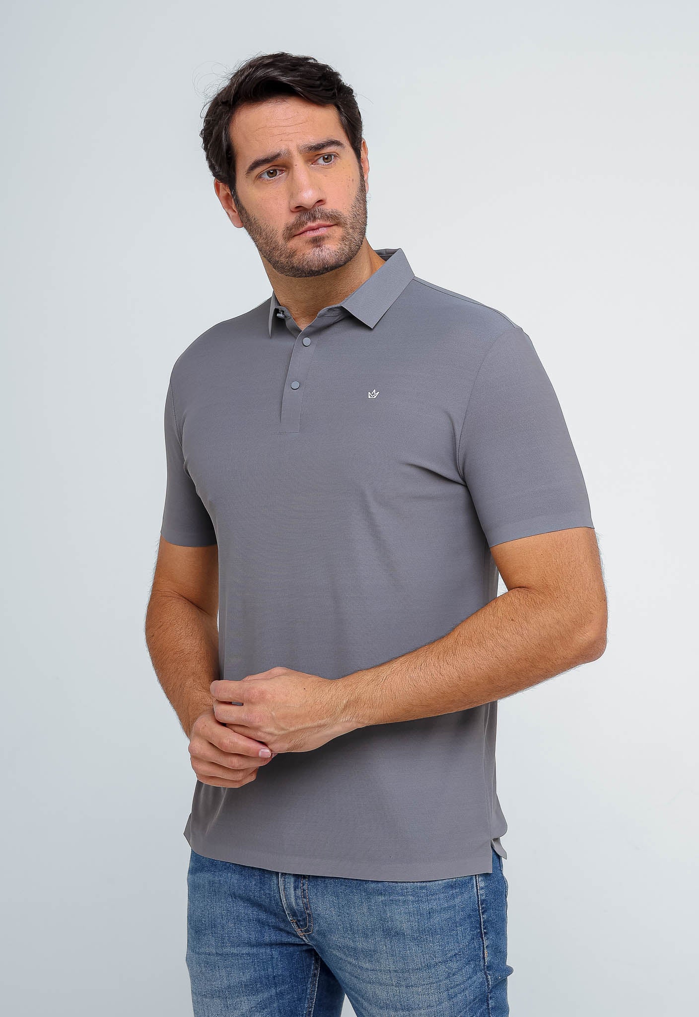 Polo Masculina Dom Henrico Poliamida Logo Peito