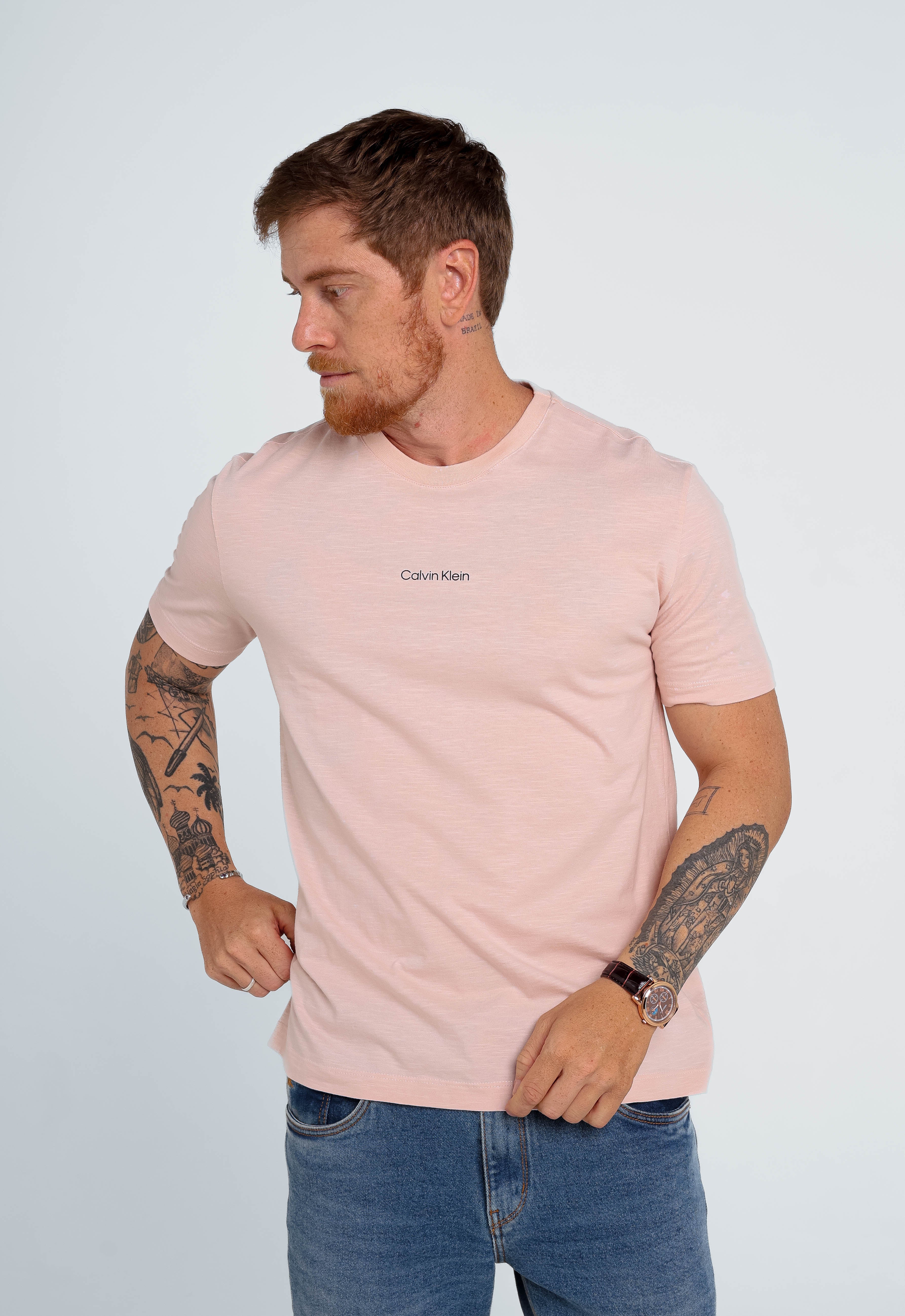 Camiseta Calvin Klein Flamê Logo Central