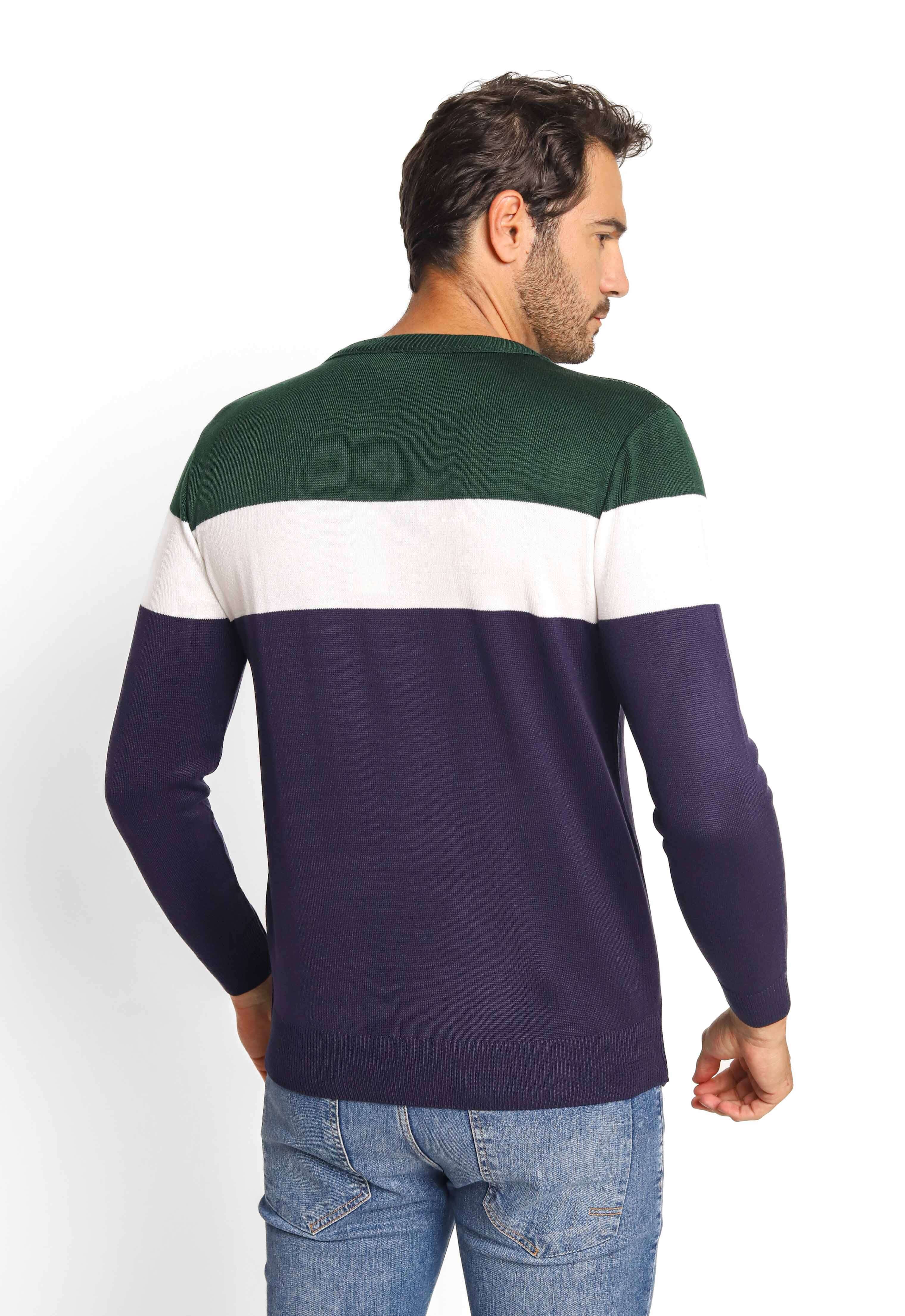 Suéter Lacoste Regular Fit Listrado Azul Marinho