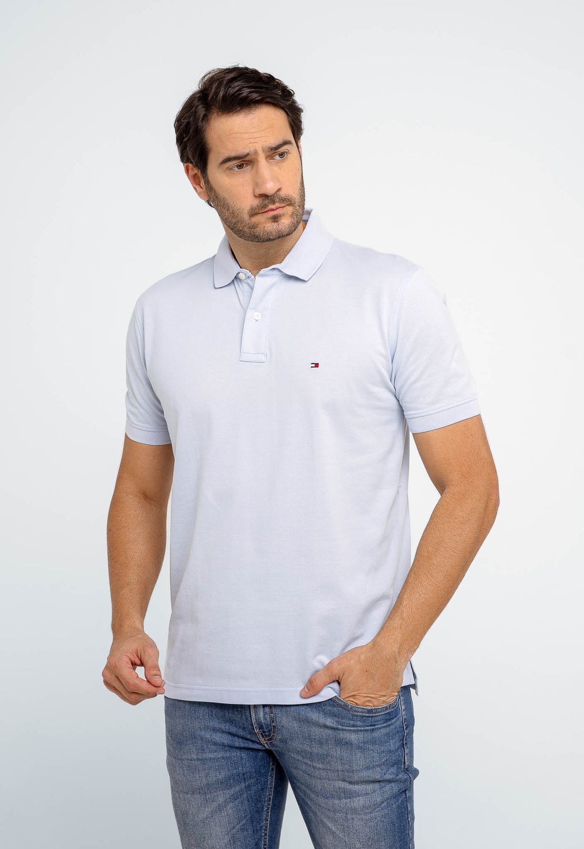 Polo Masculina Regular Fit Tommy Hilfiger Azul Claro