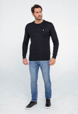 Suéter RL Detalhado Preto C/ Poney Branco